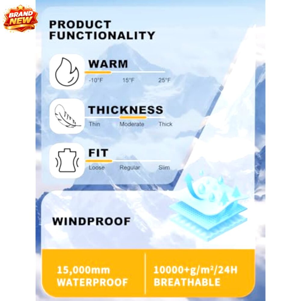 Waterproof Windproof Ski Jacket Insulated Warm Wi… - image 6